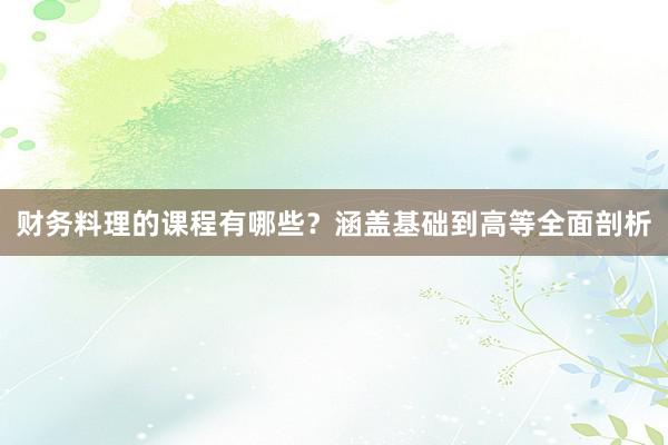 财务料理的课程有哪些？涵盖基础到高等全面剖析
